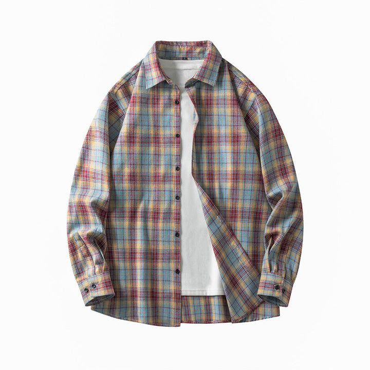 Camicia da uomo dal taglio classico con bottoni e polsini lunghi - stile elegante in mâle décontracté