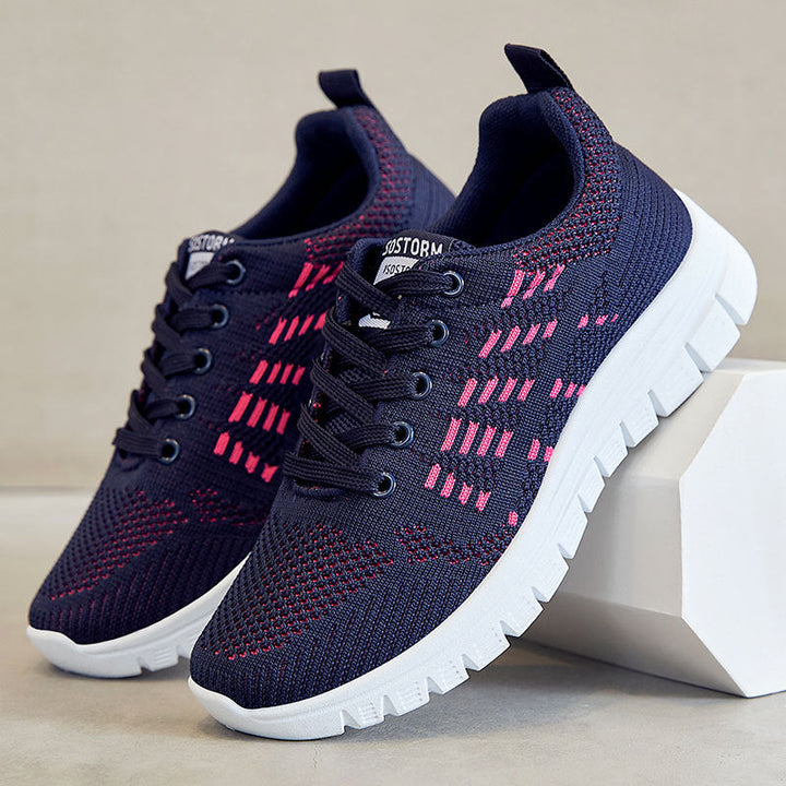 Eleganti sneakers da donna con tessuto a maglia traspirante, suola ammortizzata e leggera tomaia stringata