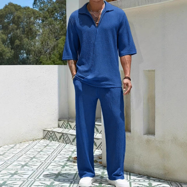 Set completo per uomo - tessuto elegante, vestibilità comoda - T-shirt e pantaloni eleganti