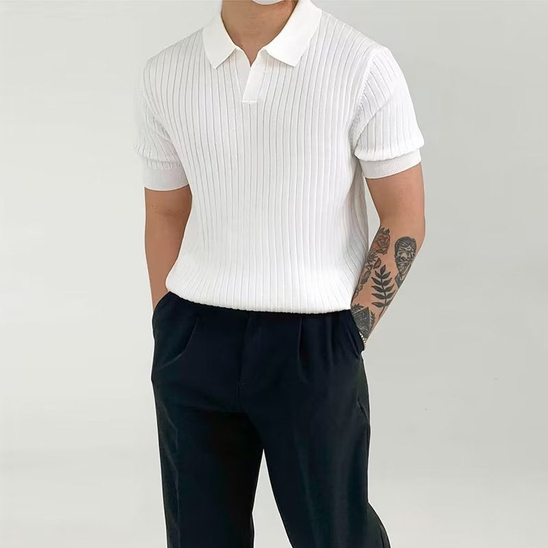 Polo Uomo in Cotone a Costine con Manica Corta - Vestibilità Standard, Ideale per uno Stile Casual e alla Moda
