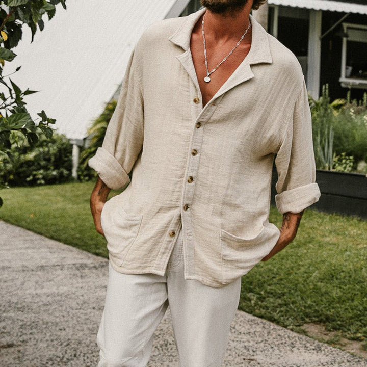 Elegante T-shirt da uomo in cotone e lino mélange - Un look casual ed elegante per tutti i giorni