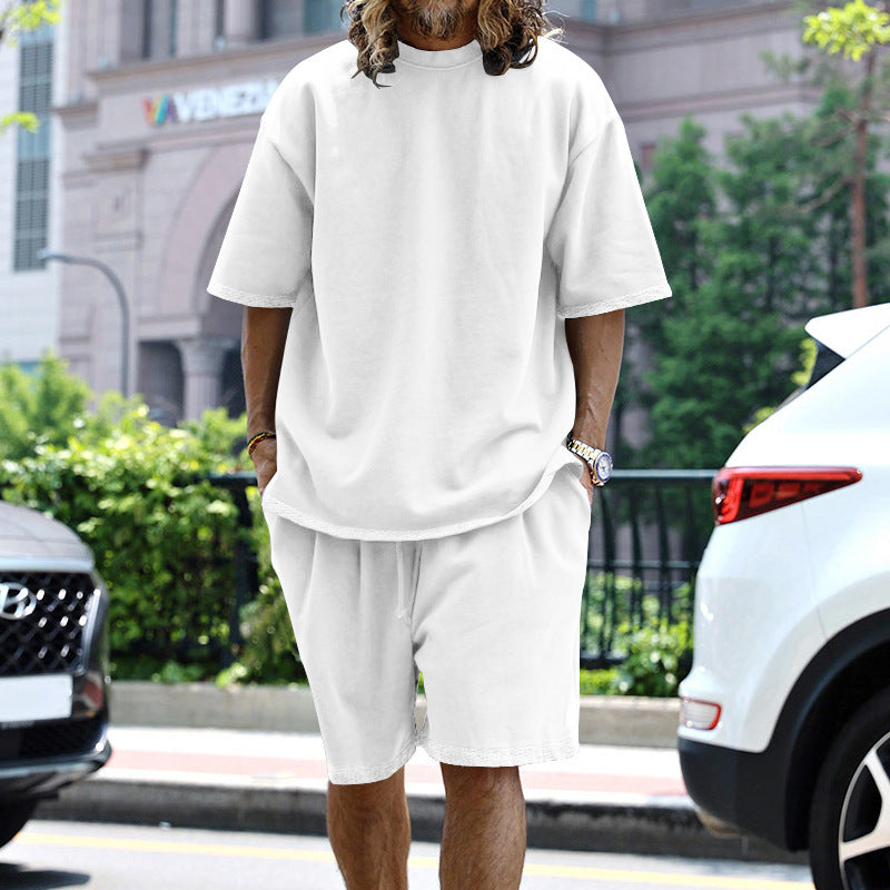 Set di abbigliamento sportivo oversize per uomo - T-shirt elegante, pantaloncini corti con coulisse, vestibilità comoda e moderna