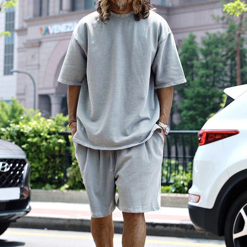 Set di abbigliamento sportivo oversize per uomo - T-shirt elegante, pantaloncini corti con coulisse, vestibilità comoda e moderna