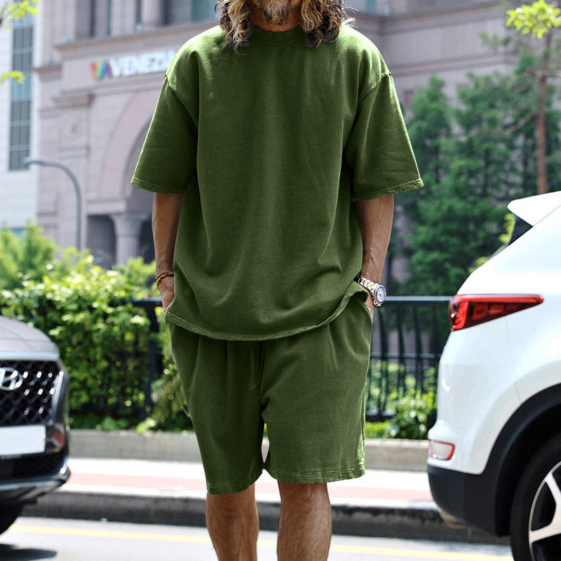 Set di abbigliamento sportivo oversize per uomo - T-shirt elegante, pantaloncini corti con coulisse, vestibilità comoda e moderna