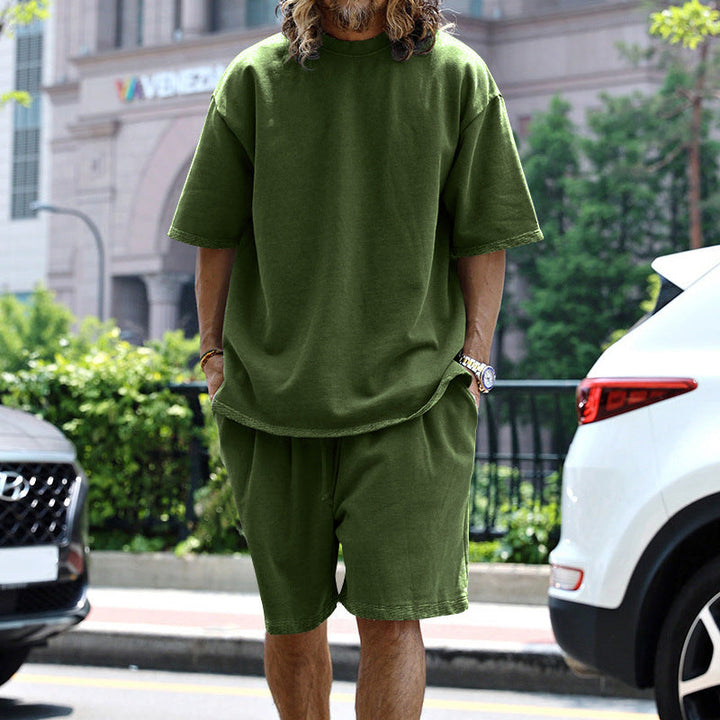 Set di abbigliamento sportivo oversize per uomo - T-shirt elegante, pantaloncini corti con coulisse, vestibilità comoda e moderna
