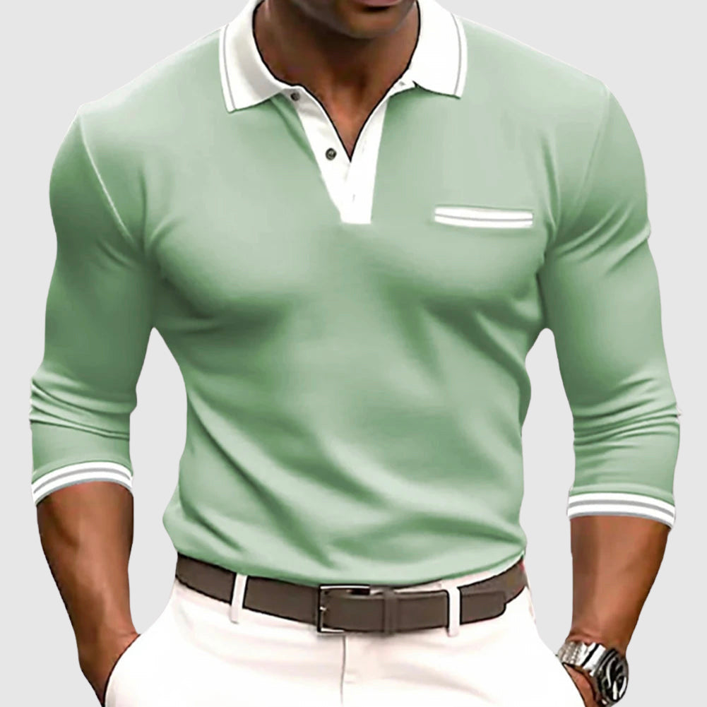 Camicia da uomo a maniche lunghe con lunghezza regolabile - elegante polo in cotone melange con poliestere resistente