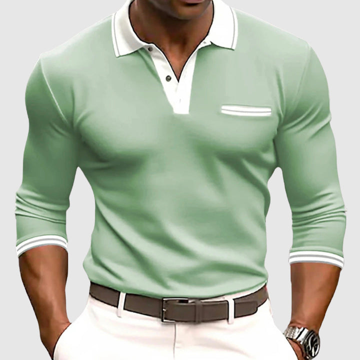 Camicia da uomo a maniche lunghe con lunghezza regolabile - elegante polo in cotone melange con poliestere resistente