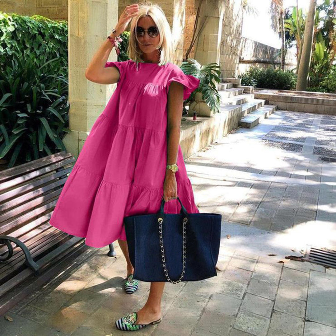 Elegante Gilet A-Línea para Mujer - Hasta la Rodilla - Manga Corta con Encanto Floral - Ligera y Cómoda para un Estilo Sofisticado