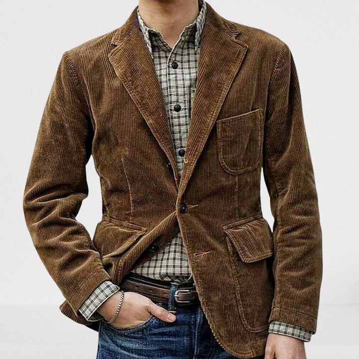 Roan - Elegante giacca da uomo in velluto a coste dal design classico