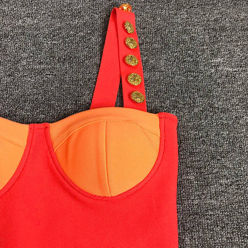 Gilet Bodycon per donna con top bustier e dettagli di tiranti con bottoni - Tela elastica e regolabile per una perfetta protezione ed estetica