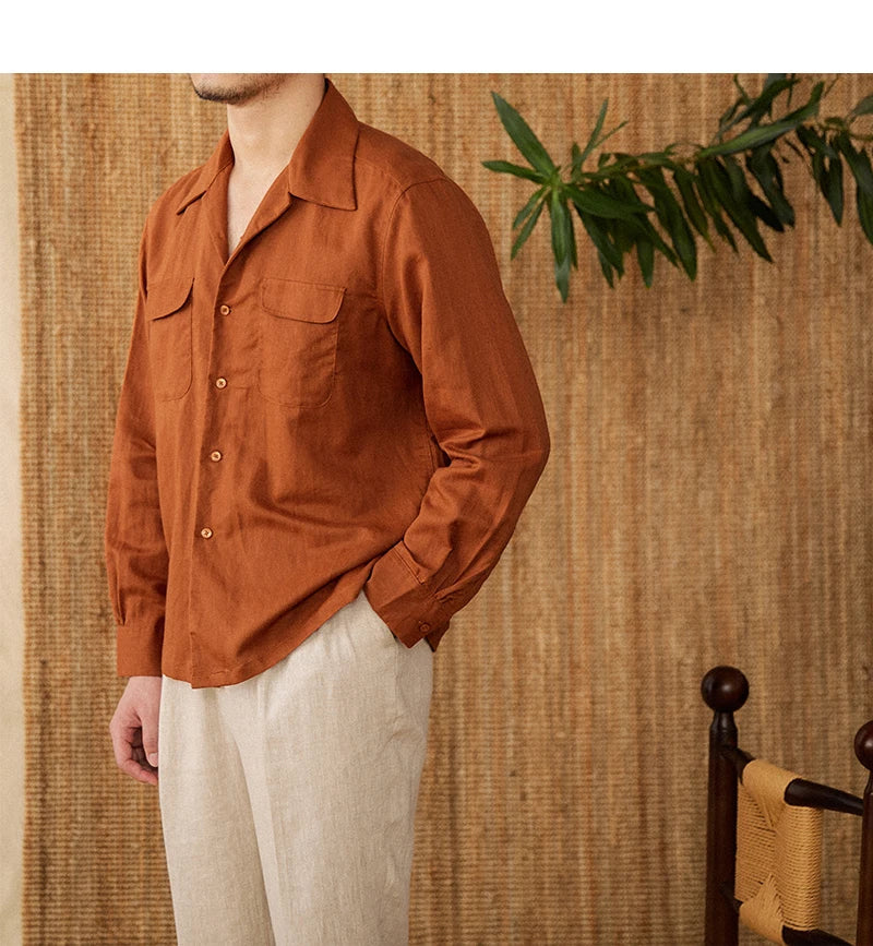 Camisa da uomo con regolazione comoda, bottoni eleganti, manica lunga e pratici bolsillos al collo