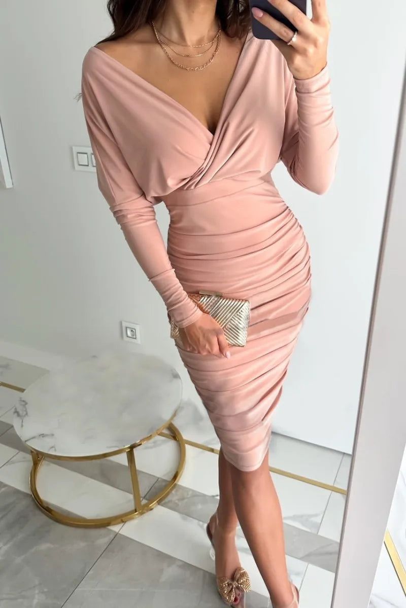 Robe Femme Élégante Style Bodycon - Spalle scoperte, manici lunghi, taglio e tendenza per una serata sofisticata