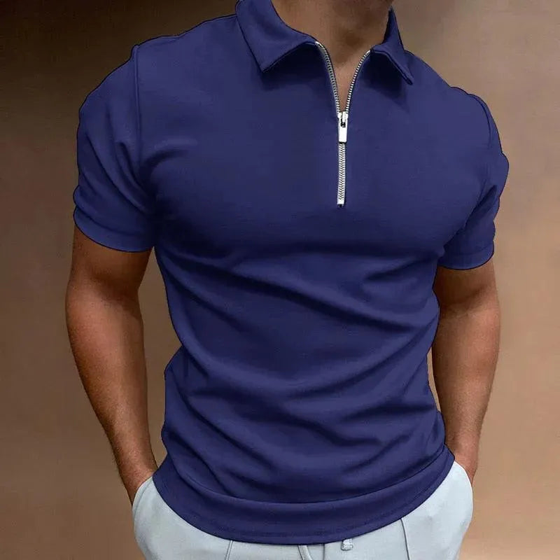 Elegante polo Slim Fit da uomo con zip - camicia a maniche corte, ariosa e casual per un comfort eccezionale