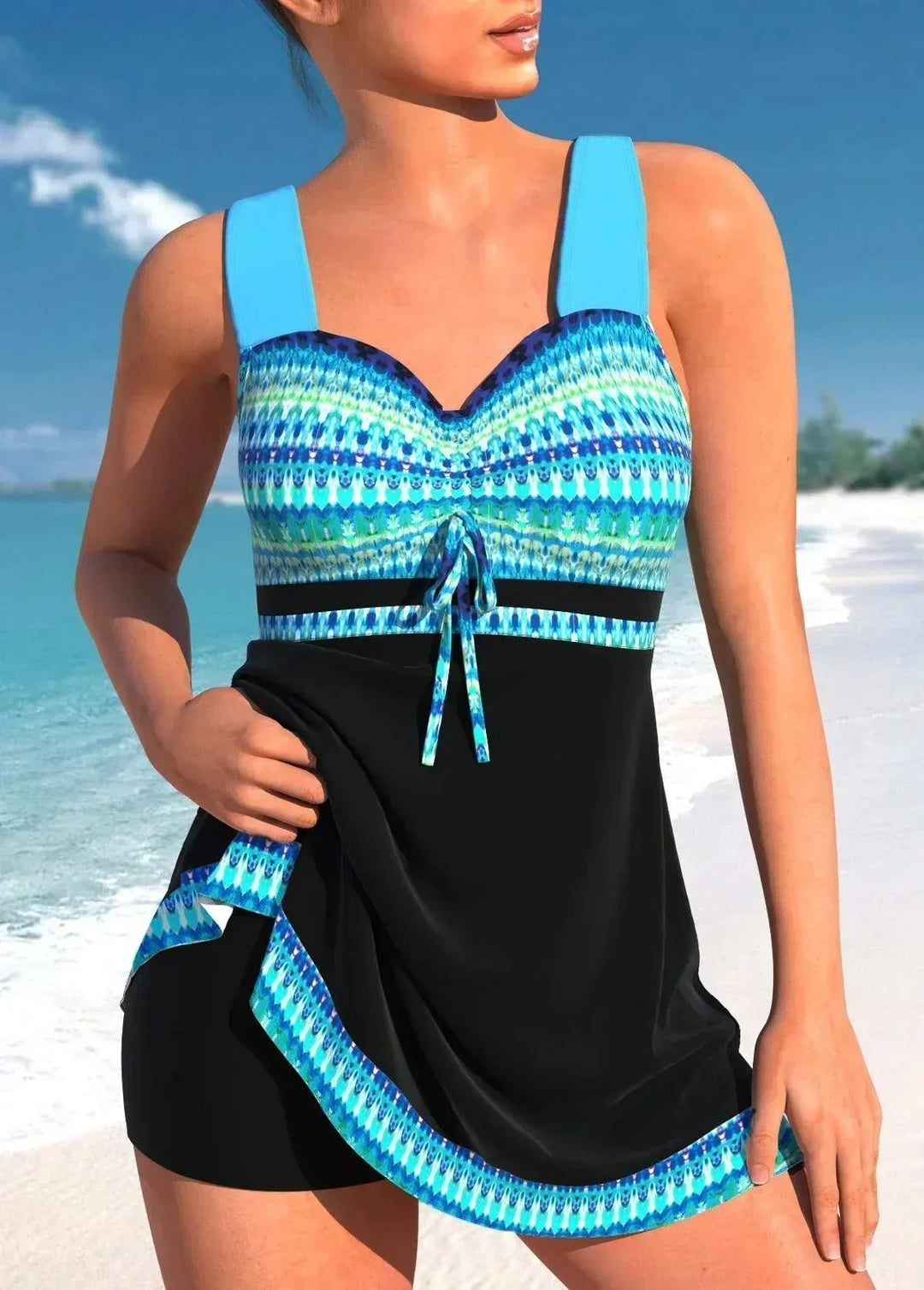 Tankini Maillot de Bain Flottant avec Contrôle du Ventre - Élégant Tankini pour Femmes