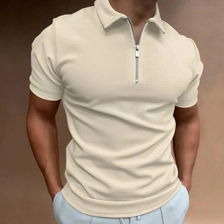 Elegante polo Slim Fit da uomo con zip - camicia a maniche corte, ariosa e casual per un comfort eccezionale