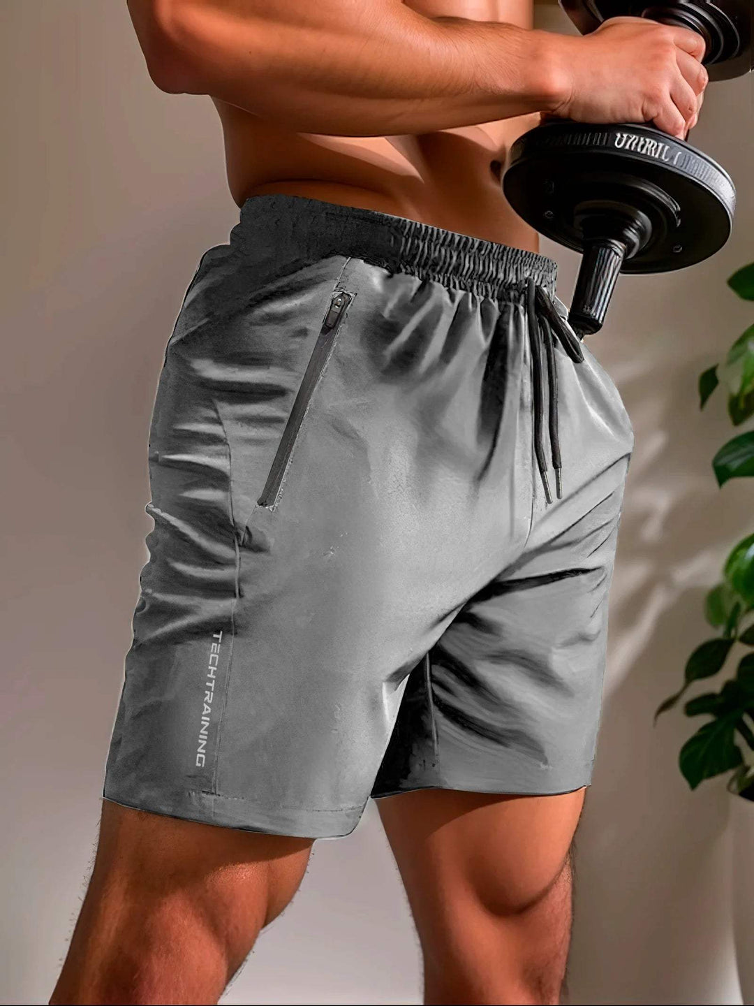 Pantaloncini sportivi ultraleggeri e traspiranti da uomo con tessuto elasticizzato e comoda pelliccia sintetica sul petto