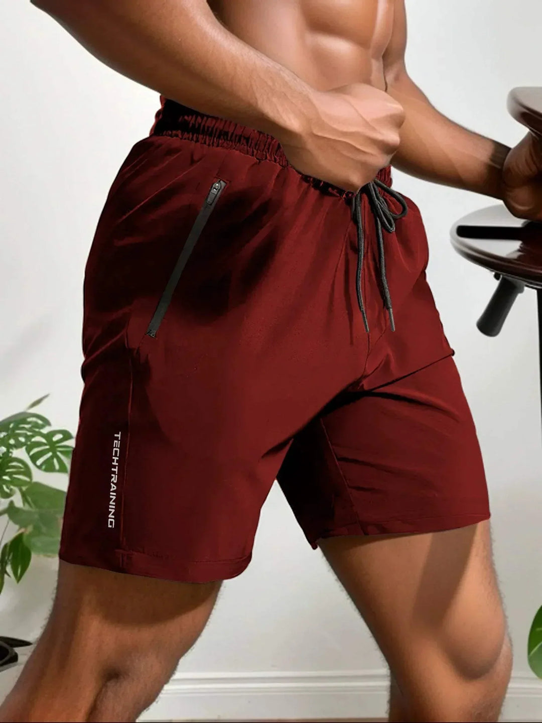 Pantaloncini sportivi ultraleggeri e traspiranti da uomo con tessuto elasticizzato e comoda pelliccia sintetica sul petto
