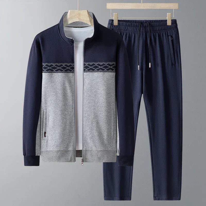Elegante set da uomo con cardigan alla moda con colletto e pratiche tasche