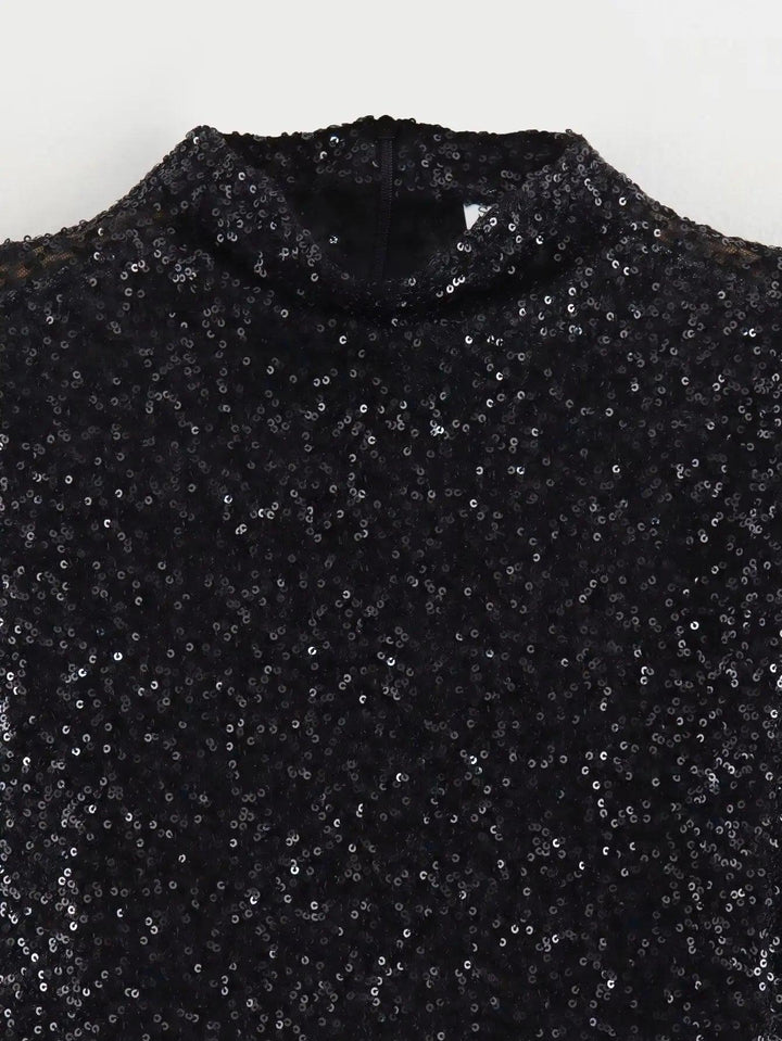 Abito Mini Pailletée Élégante Sans Manches pour Fêtes pour Femmes