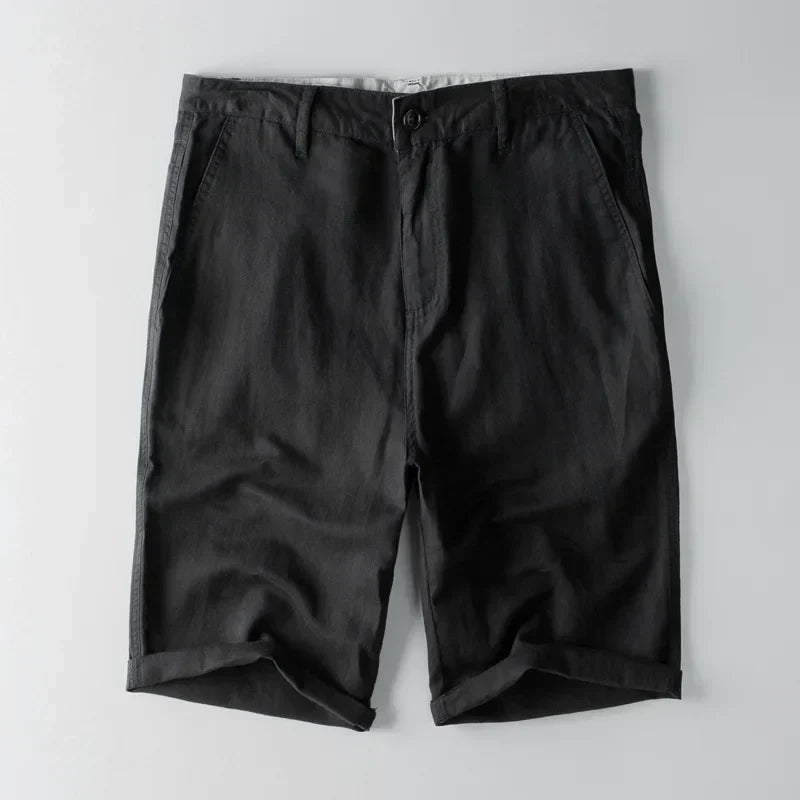 Pantaloncini da uomo in misto cotone e lino - vestibilità comoda, gambe lunghe e pratiche tasche