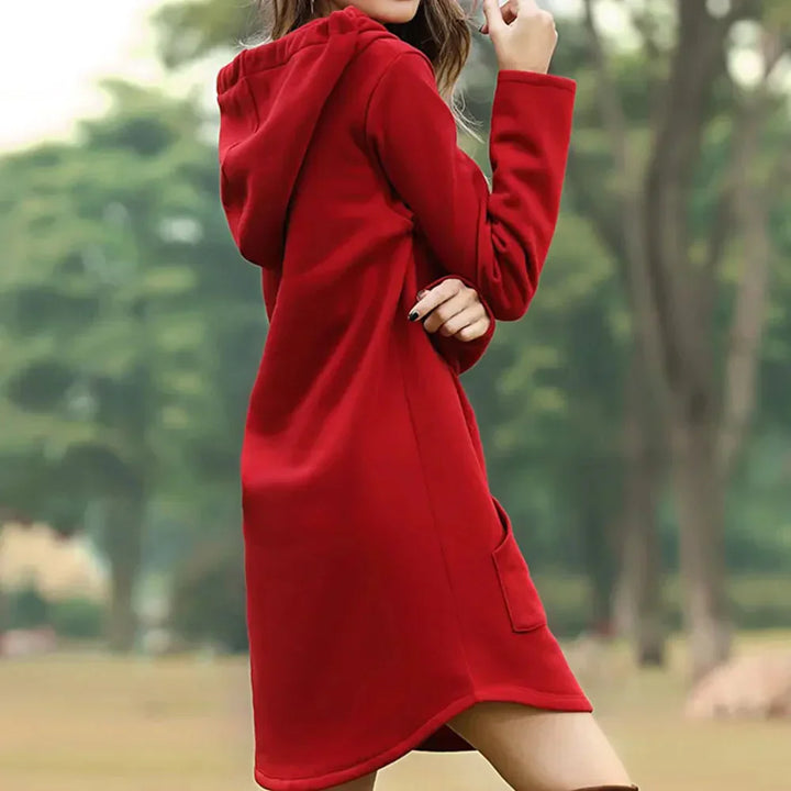 Vestido con cappuccio per donna - Algodón Ultra Suave y Cómodo - Manga Larga, Corte Relajado y Bolsillo Kangaroo para un Estilo Moderno