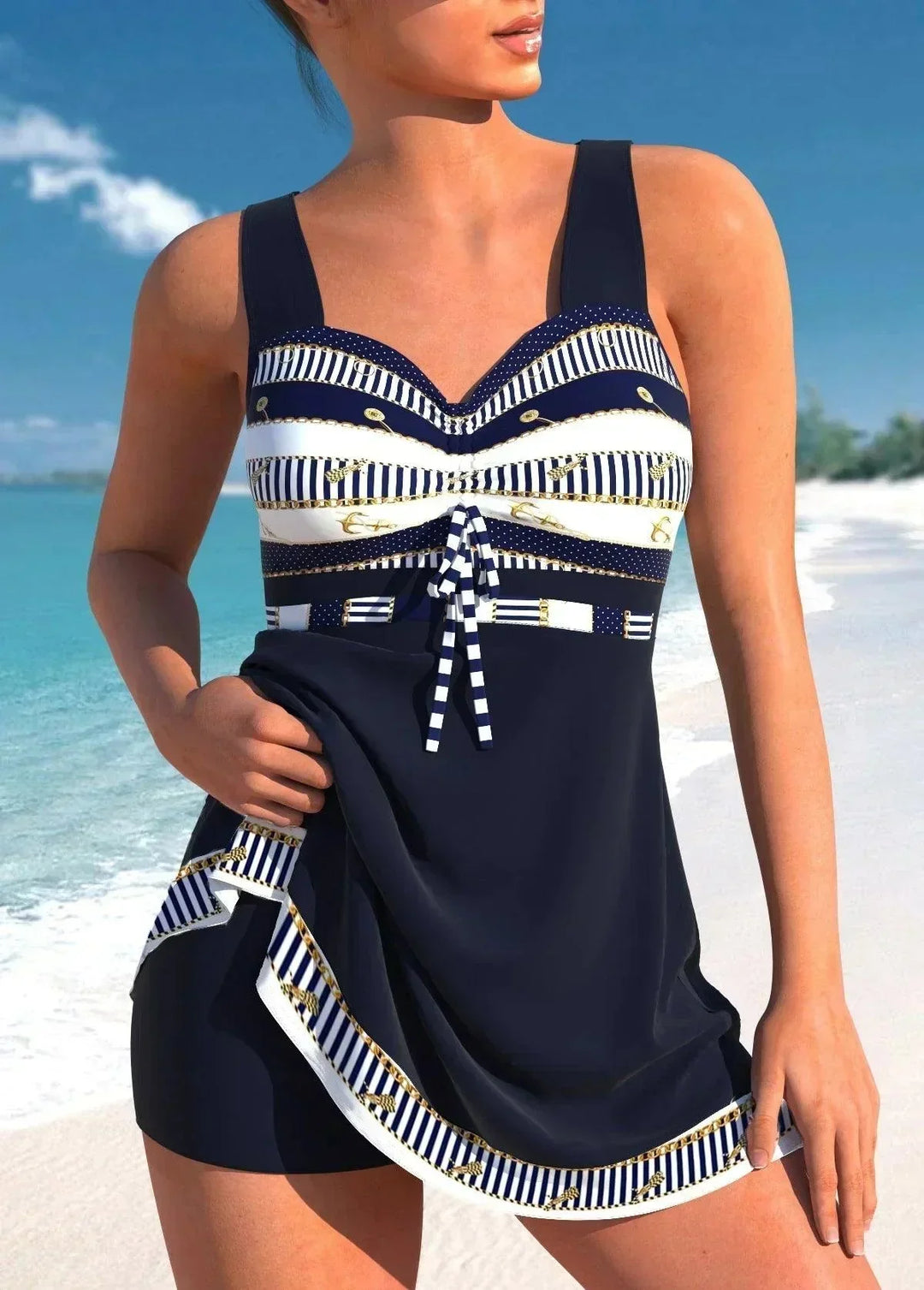 Tankini Maillot de Bain Flottant avec Contrôle du Ventre - Élégant Tankini pour Femmes