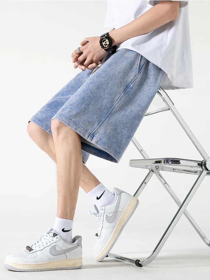 Pantaloncini Comfort da uomo - Mélange de Coton con elastico in vita e cavallo corto al ginocchio