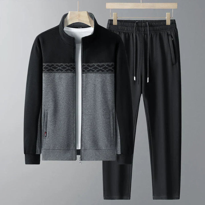 Elegante set da uomo con cardigan alla moda con colletto e pratiche tasche