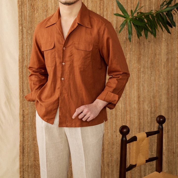 Camisa da uomo con regolazione comoda, bottoni eleganti, manica lunga e pratici bolsillos al collo