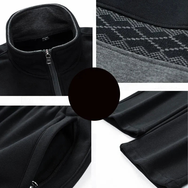 Elegante set da uomo con cardigan alla moda con colletto e pratiche tasche