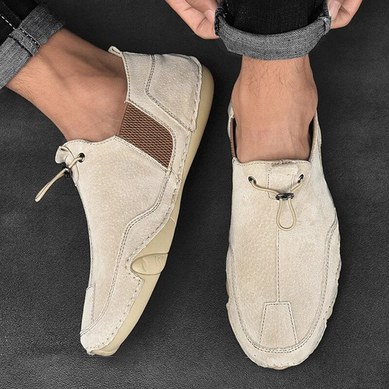 Eleganti stivali in pelle da uomo in lussuoso stile scamosciato