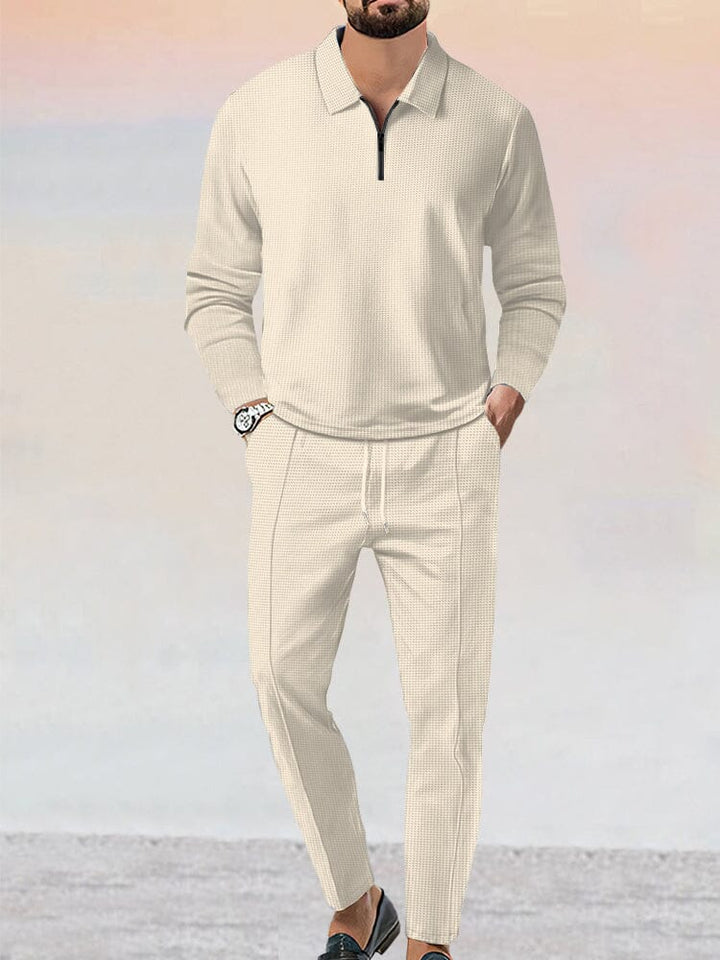 Kit sportivo completo da uomo con elegante motivo gaufré e design a due pezzi alla moda