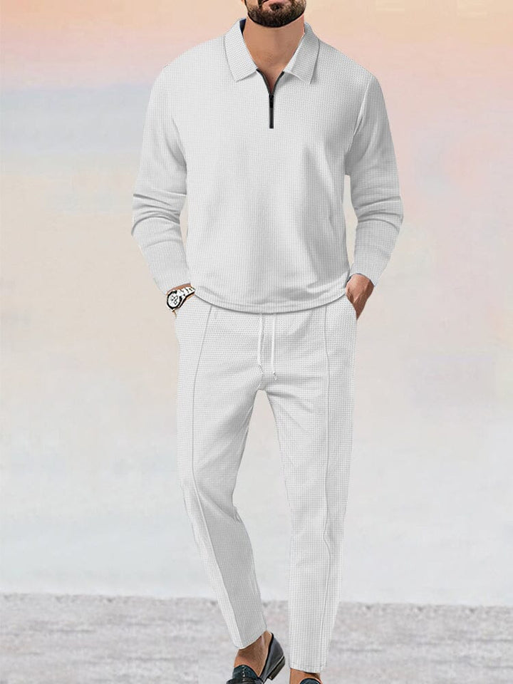 Kit sportivo completo da uomo con elegante motivo gaufré e design a due pezzi alla moda