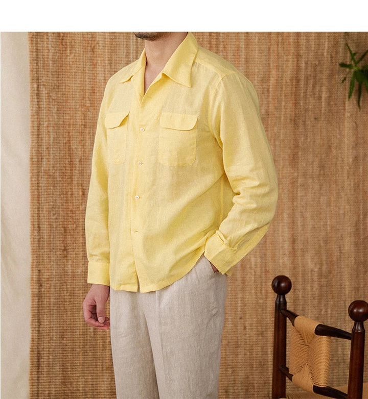 Camisa da uomo con regolazione comoda, bottoni eleganti, manica lunga e pratici bolsillos al collo