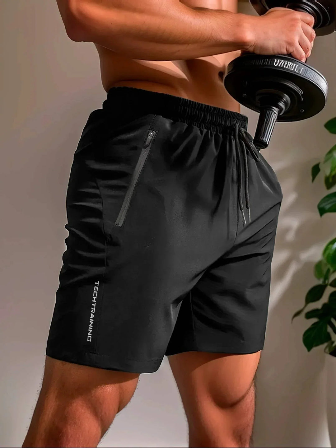 Pantaloncini sportivi ultraleggeri e traspiranti da uomo con tessuto elasticizzato e comoda pelliccia sintetica sul petto