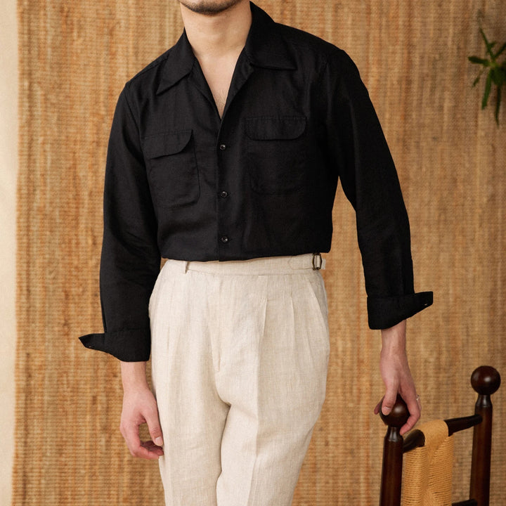 Camisa da uomo con regolazione comoda, bottoni eleganti, manica lunga e pratici bolsillos al collo