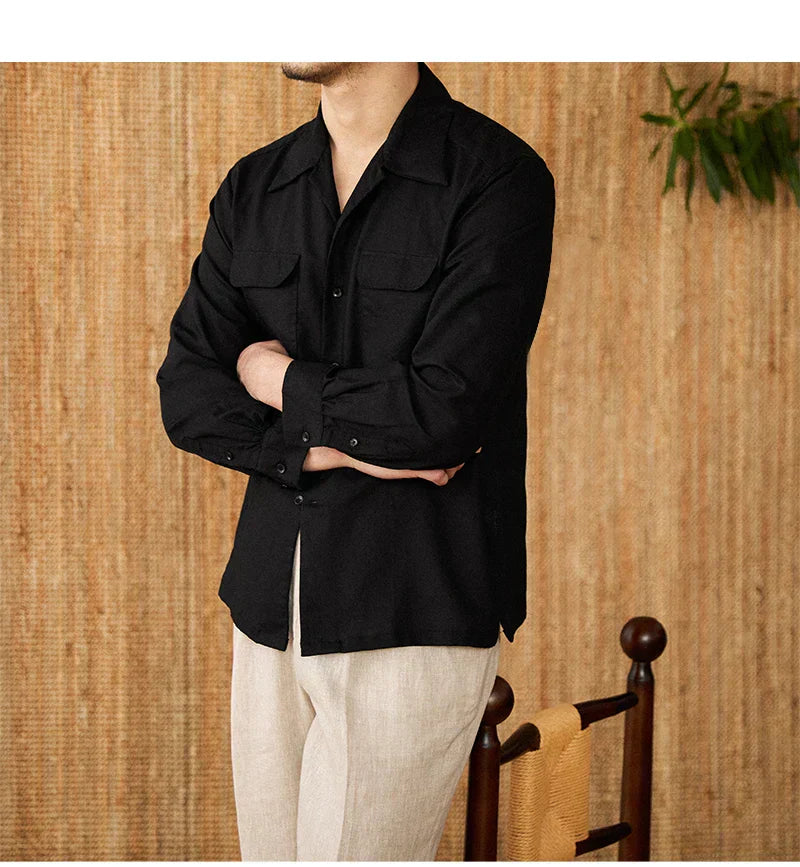 Camisa da uomo con regolazione comoda, bottoni eleganti, manica lunga e pratici bolsillos al collo