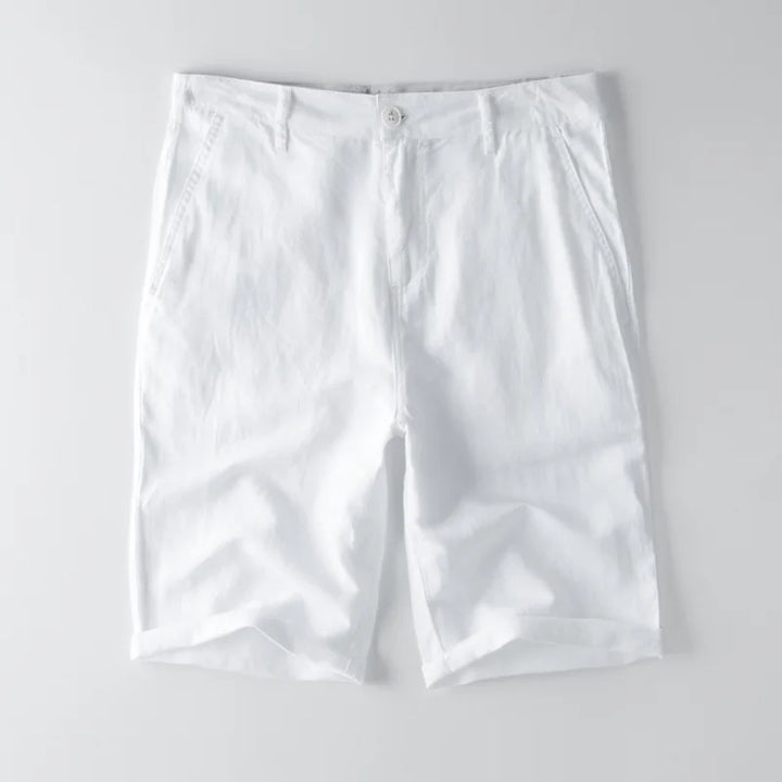 Pantaloncini da uomo in misto cotone e lino - vestibilità comoda, gambe lunghe e pratiche tasche