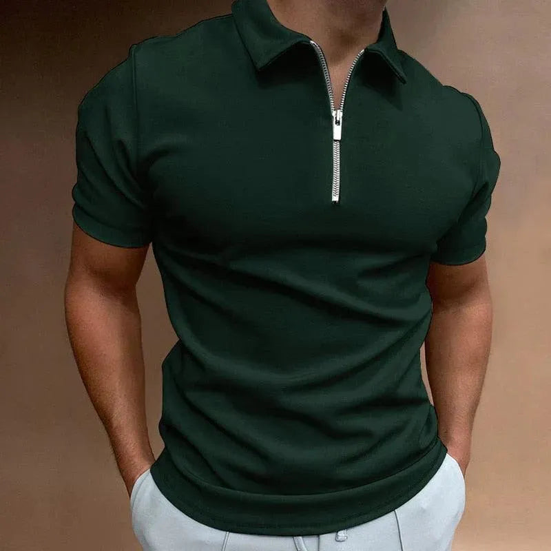 Elegante polo Slim Fit da uomo con zip - camicia a maniche corte, ariosa e casual per un comfort eccezionale