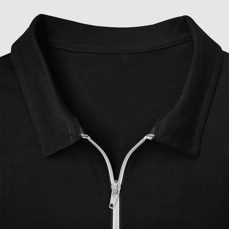 Elegante polo da uomo a maniche lunghe con zip - vestibilità elegante e sartoriale
