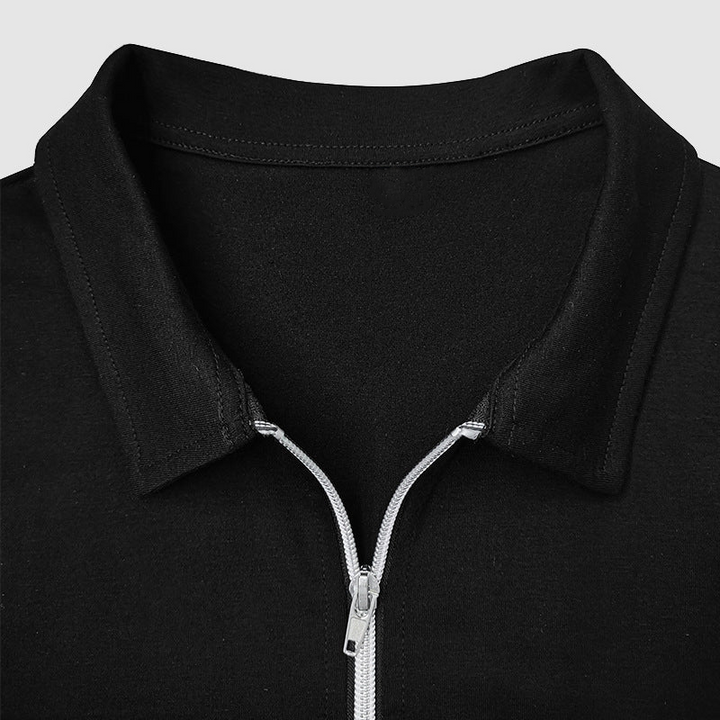 Elegante polo da uomo a maniche lunghe con zip - vestibilità elegante e sartoriale