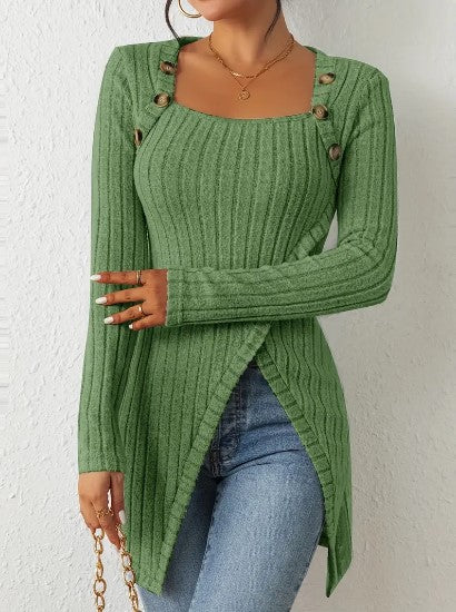Camicette da donna eleganti con colletto e bottoni alla moda