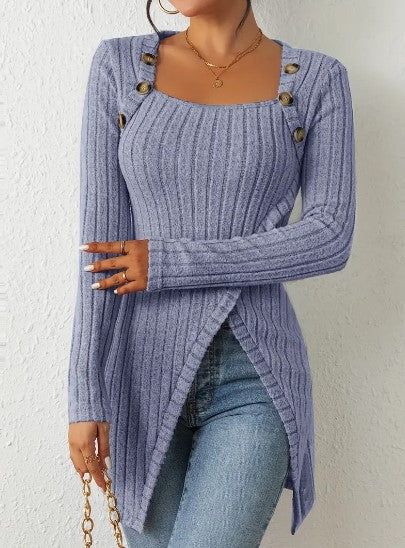 Camicette da donna eleganti con colletto e bottoni alla moda