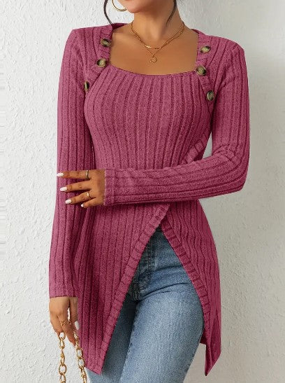 Camicette da donna eleganti con colletto e bottoni alla moda
