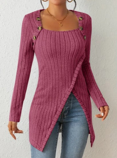 Camicette da donna eleganti con colletto e bottoni alla moda