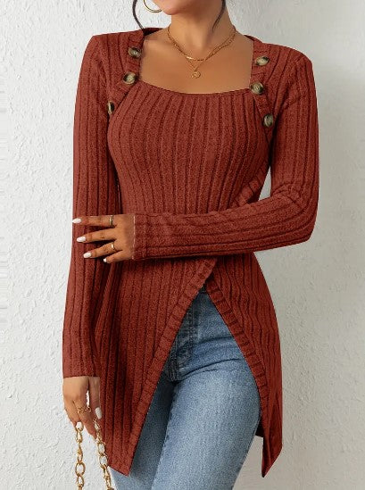 Camicette da donna eleganti con colletto e bottoni alla moda