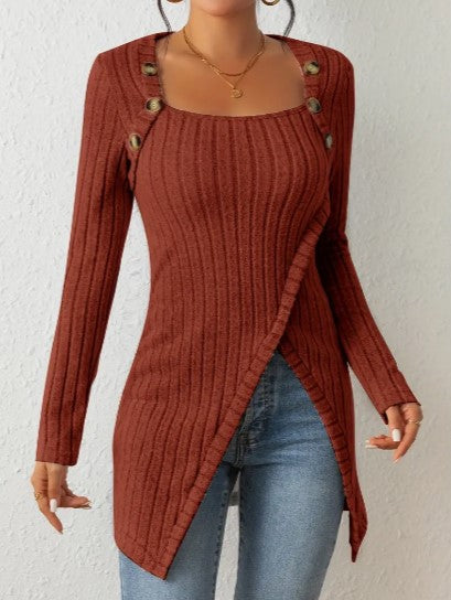 Camicette da donna eleganti con colletto e bottoni alla moda