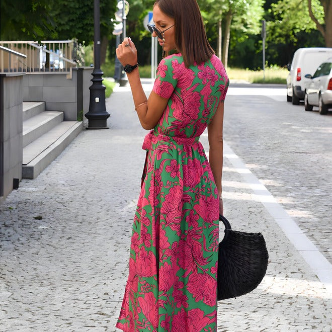 Elegante accappatoio da donna senza polsini con elegante colletto a V