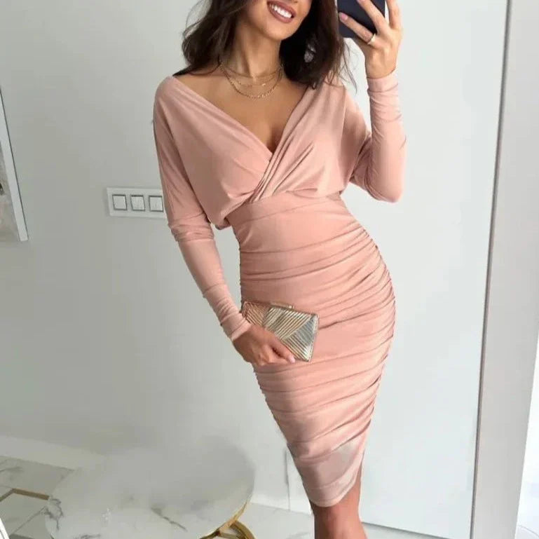 Robe Femme Élégante Style Bodycon - Spalle scoperte, manici lunghi, taglio e tendenza per una serata sofisticata