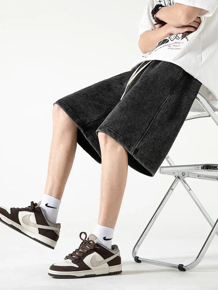 Pantaloncini Comfort da uomo - Mélange de Coton con elastico in vita e cavallo corto al ginocchio